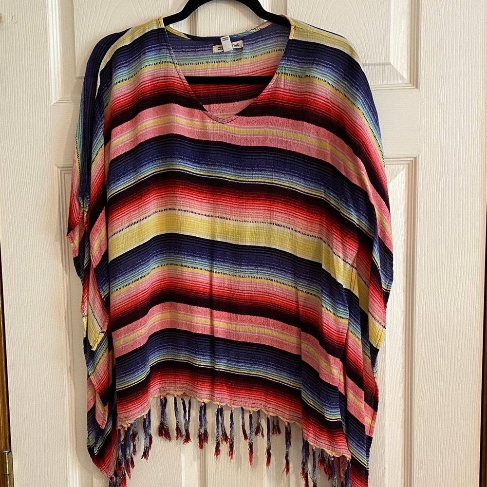 Billabong Colorful Beach Casual Poncho with Fringe L